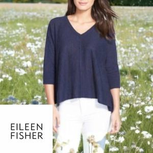 Eileen Fisher navy organic linen cotton blend sweater